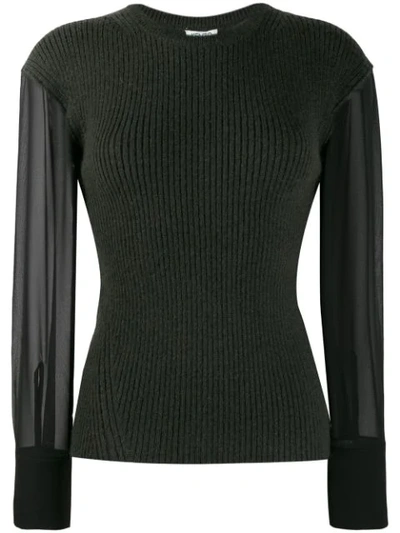 Kenzo Contrast Sleeve Knitted Top In Green