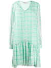 Essentiel Antwerp Tori Check Flared Dress In Green