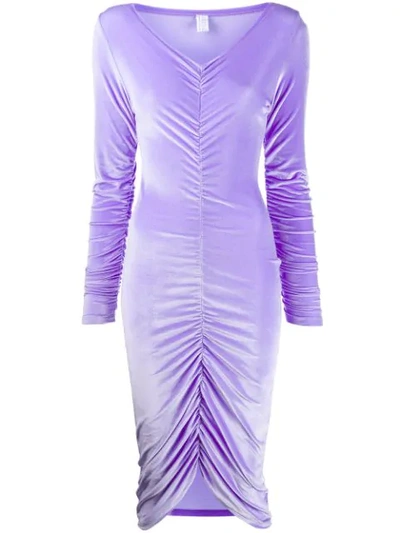 Fantabody Draped Velvet Dress In Velvet Purple