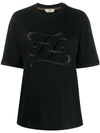 Fendi Karligraphy Motif Embroidered T-shirt In Black