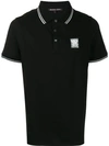 Michael Kors Striped Trim Polo Shirt In Black