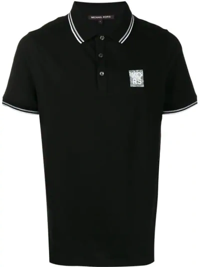 Michael Kors Striped Trim Polo Shirt In Black