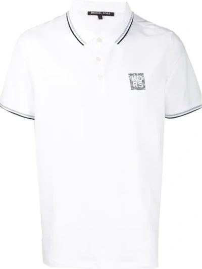 Michael Kors Striped Trim Polo Shirt In White