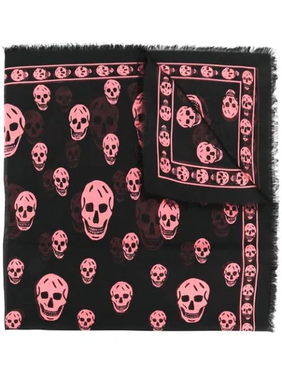 Alexander Mcqueen Classic Skull Silk Chiffon Scarf In Black