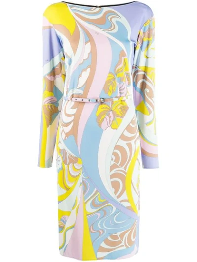 Pucci Hanami Print Dress In Blue