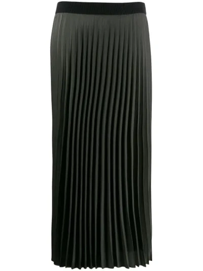 Moncler Long Pleated Skirt In Green