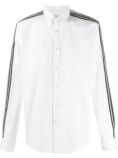 Les Hommes Urban Embroidered Stripe Shirt In White