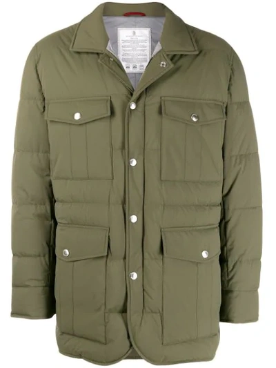 Brunello Cucinelli Padded Shell Cargo Jacket In Green