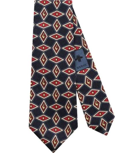 Gucci Geometric Pattern Silk Tie In 4100 Blue