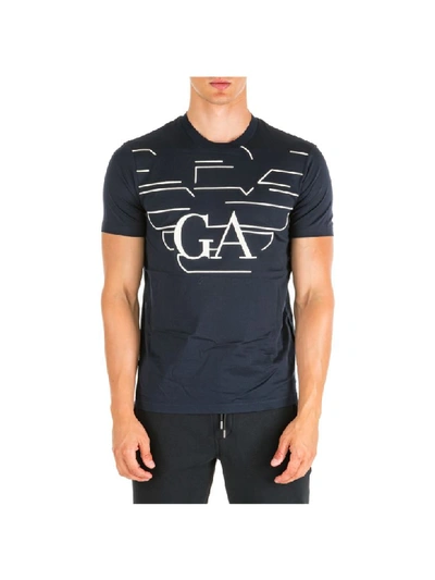 Emporio Armani Space Plein T-shirt In Blu