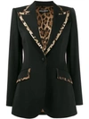 Dolce & Gabbana Reversible Leopard Single Breasted Blazer In Black