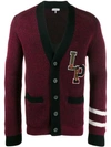 Lanvin Varsity Logo-patch Wool Cardigan In Red,black