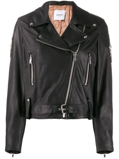 Dondup Embellished Biker Jacket In Black
