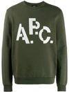 Apc Long Sleeve Crew Neck Decale Sweatshirt In Green