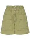 Isabel Marant Étoile Lizy High Waist Cotton Canvas Shorts In Green