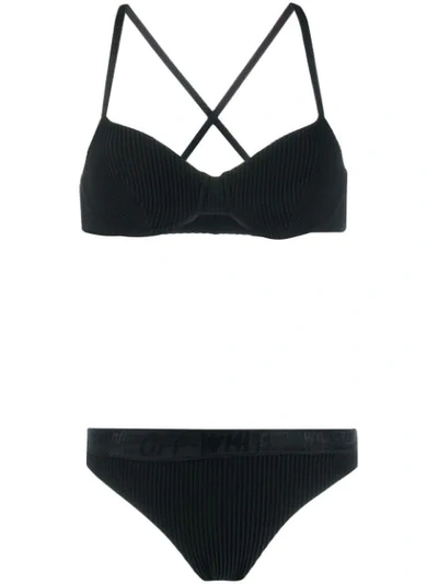 Off-white Ribbed Underwear Set In Black