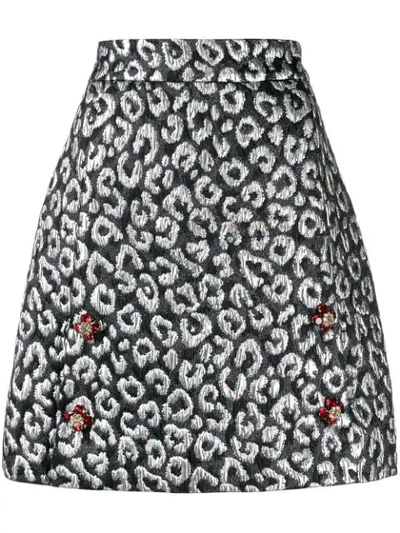 Dolce & Gabbana Leopard Jacquard Skirt In Black