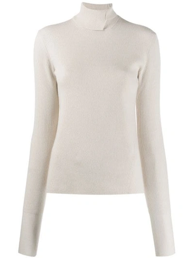 System Ribbed Knit Roll Neck Jumper In Neutrals