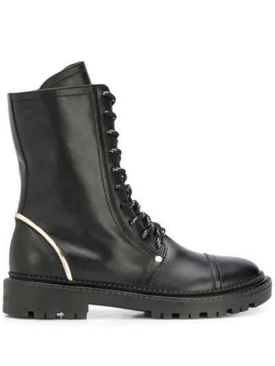 Casadei Combat Lace-up Ankle Boots In Nero