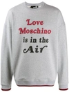 Love Moschino Printed ' Is In The Air' Sweatshirt In Grey