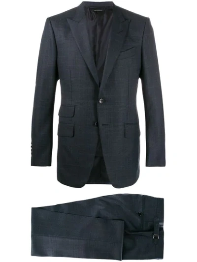 Tom Ford Micro Check Print Suit In Blue