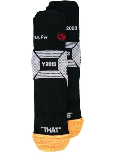 Off-white Industrial Y013 Ribbed Socks In Black ,orange
