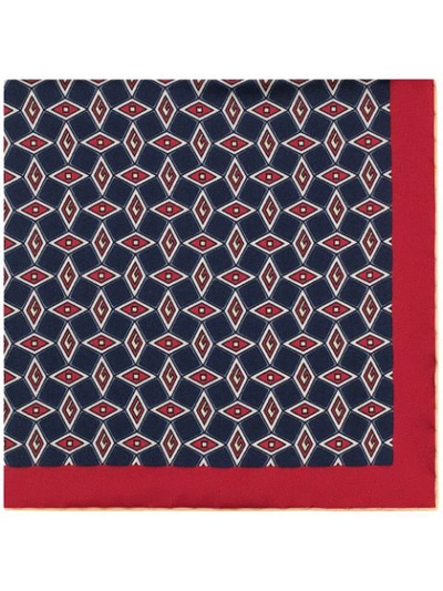 Gucci Pocket Square With Geometric G In Blue