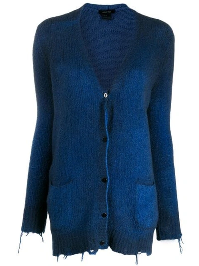 Avant Toi Frayed Edge Cardigan In Blue