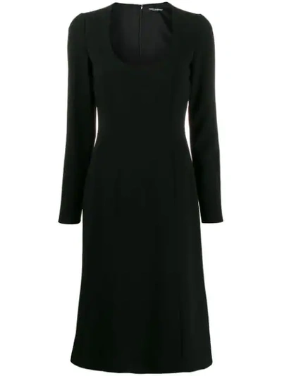 Dolce & Gabbana Large Round Neck Dress In Nero