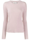 Pringle Of Scotland Travelling Ribbed Knit Sweater In Pink