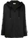 Fendi Logo Trim Hoodie In Black