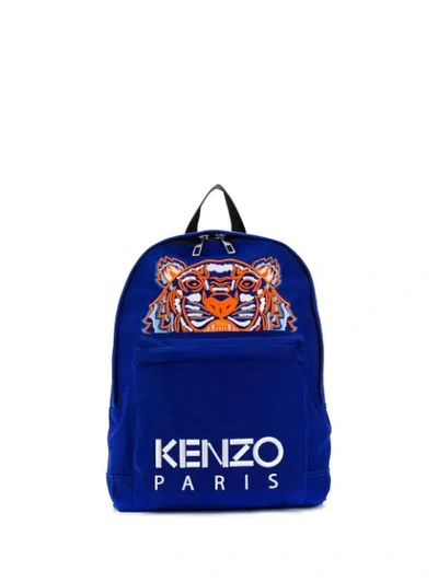 Kenzo Tiger Embroidery Backpack In Blue