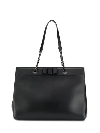 Ferragamo Vara Bow Double Handle Bag In Black