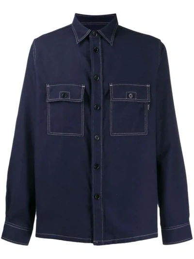 Ps By Paul Smith Contrast Stitch Shirt In Blue