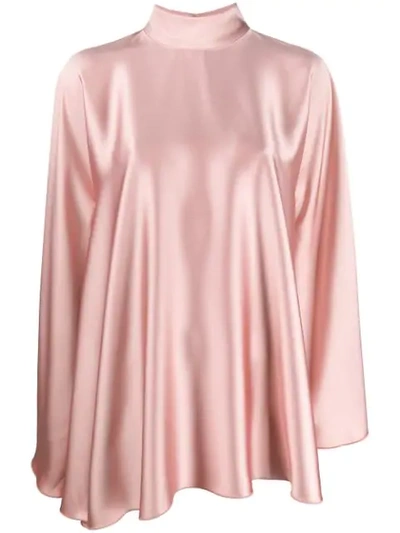 Styland High-neck Draped Dress In Pink