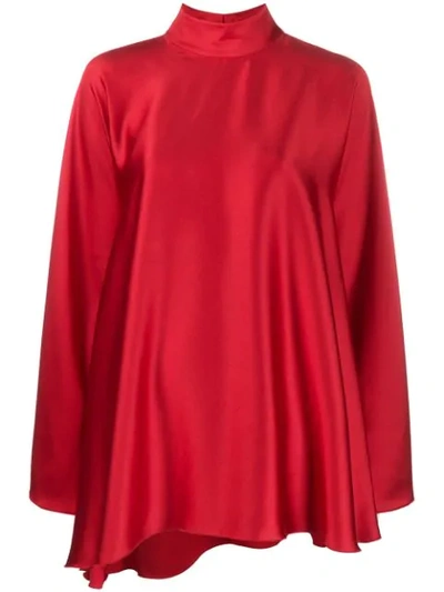 Styland High-neck Draped Dress In Red