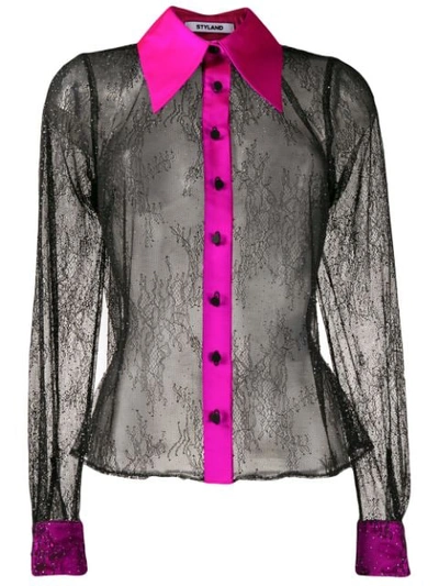 Styland Floral Lace Shirt In Black