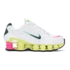 Nike White & Yellow Shox Tl Sneakers In White Black Luminous Green Bright Violet