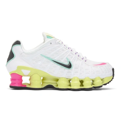 Nike White & Yellow Shox Tl Sneakers In White/black/luminous Green |  ModeSens