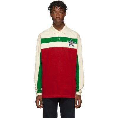 Gucci Gg Star Polo Shirt In Neutrals ,red