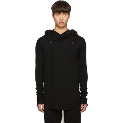 Rick Owens Black Hooded Cardigan In 09 Black