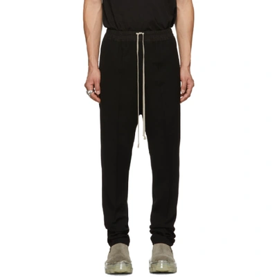 Rick Owens Black Drawstring Long Astaire Trousers In 09 Black