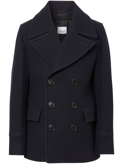 Burberry Double-breasted Pea Coat In Navy