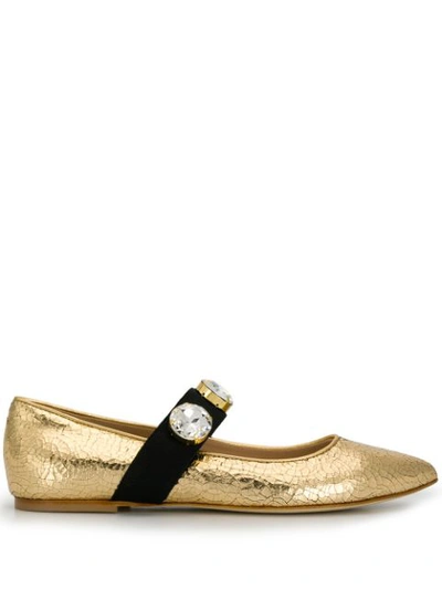 Polly Plume Metallic Ballerina Shoes In Gold