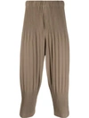 Issey Miyake Pleated Drop Crotch Trousers In Green