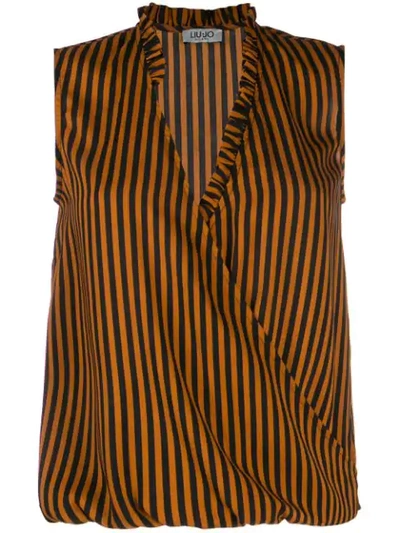 Liu •jo Striped Wrap-front Vest In Orange