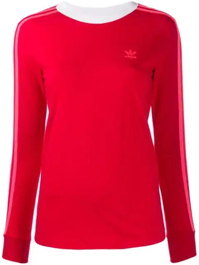 Adidas Originals Three-stripe T-shirt In Red