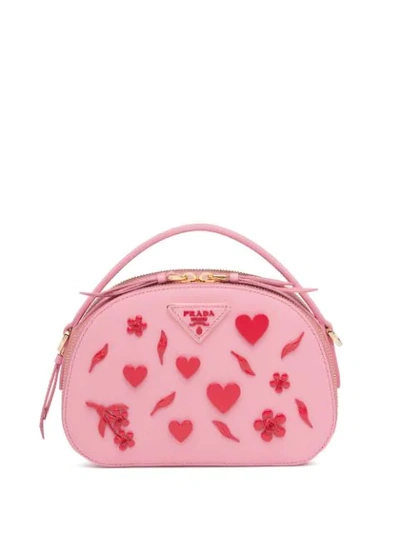 Prada Odette Shoulder Bag In F0my4 Petal Pink+fiery Red