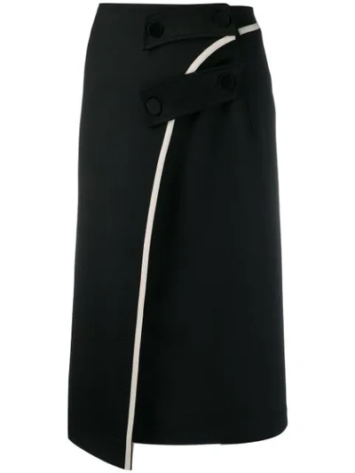 Ssheena Asymmetrical Midi Skirt In Black