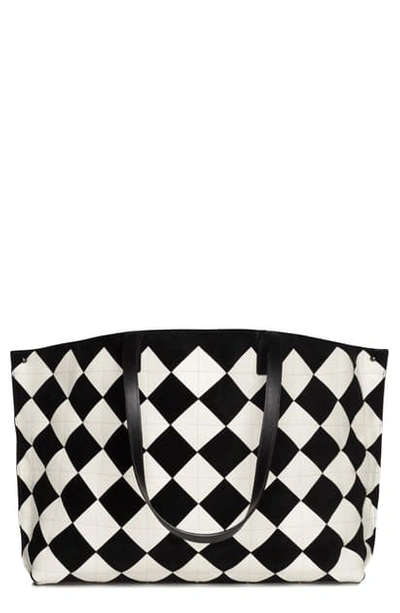 Akris Ai Medium Patchwork Tiles Shoulder Tote Bag In Black/ Ecru